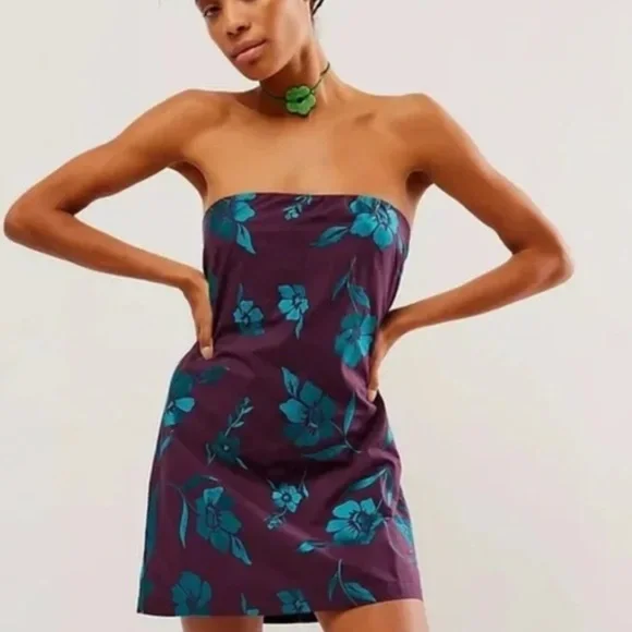 Free People womans Sonja Floral Strapless mini Dress size XS - Picture 1 of 4